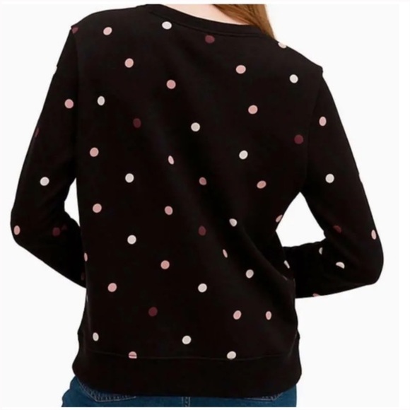 Kate Spade Broome Street Bakery Pink Dot on Black Cotton Terry Sweatshirt XS - Picture 2 of 11